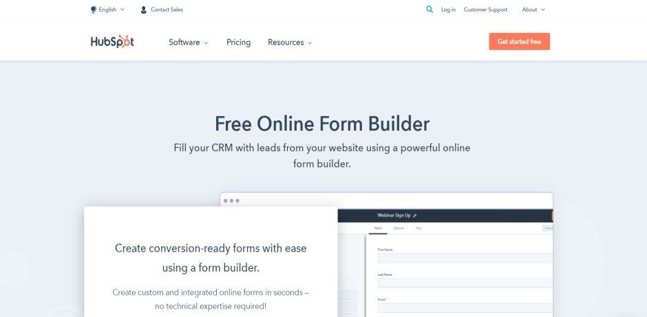 hubspot_free_online_form_builder